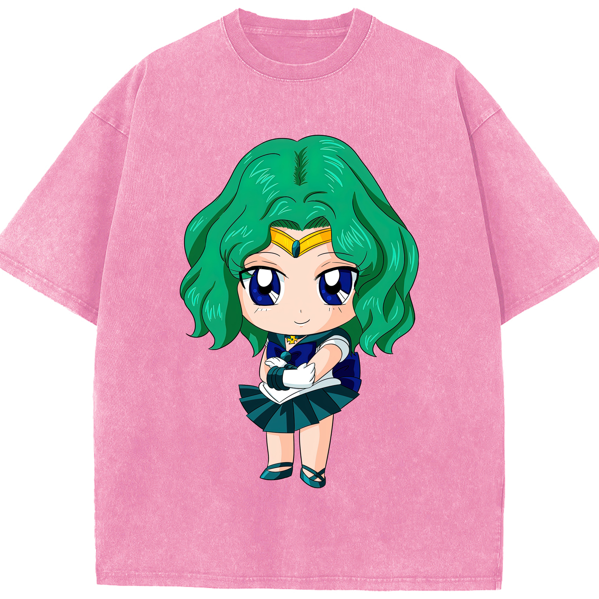 （画像用） 美少女戦士セーラームーン 海王 みちる（かいおう みちる） Sailor Moon Kaiou Michiru 綿100% ヴィンテージ風 半袖Tシャツ（フロントプリント）